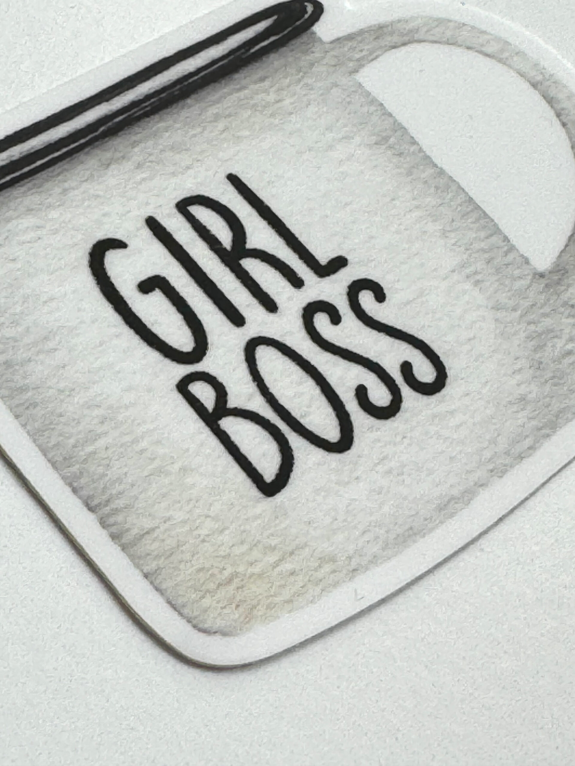 Girl Boss coffee mug sticker in a watercolor design