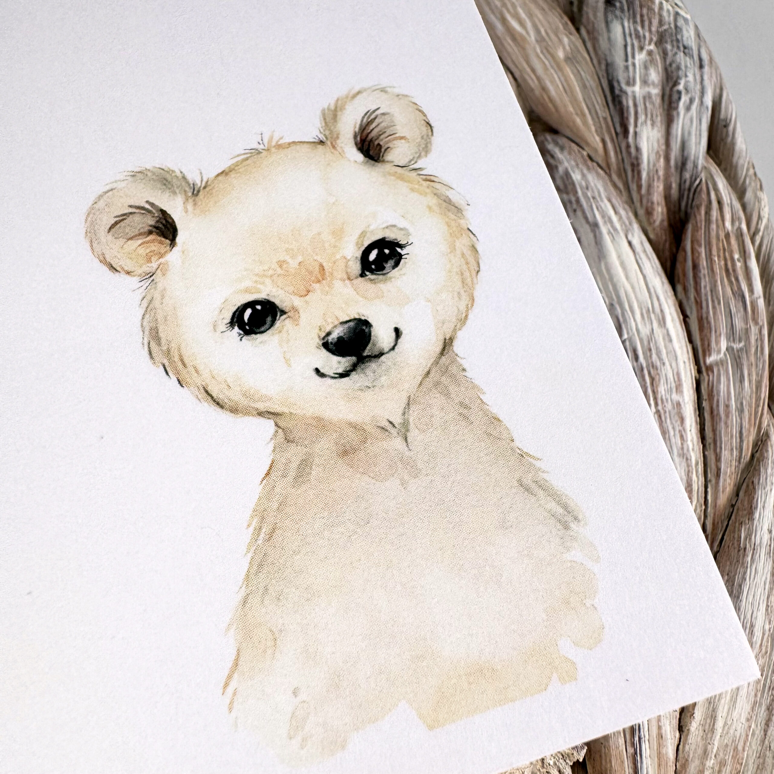 cute watercolor polar bear on 4x6 notepad